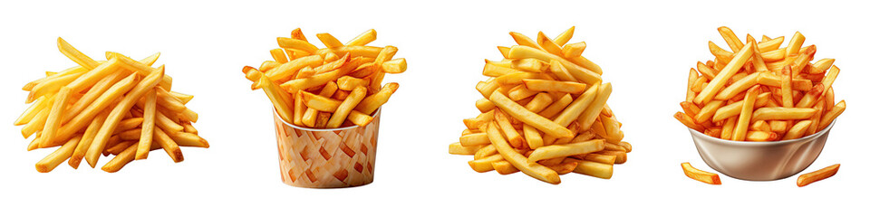 Potato fries  Hyperrealistic Highly Detailed Isolated On Transparent Background Png File - obrazy, fototapety, plakaty