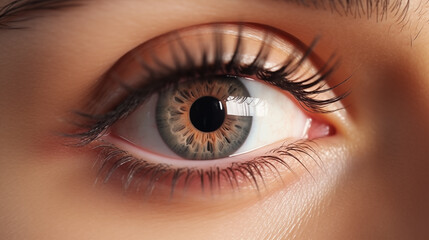 Obraz premium Close-up and detail shot of a beautiful woman's eye showing beautiful natural eyelash extensions.