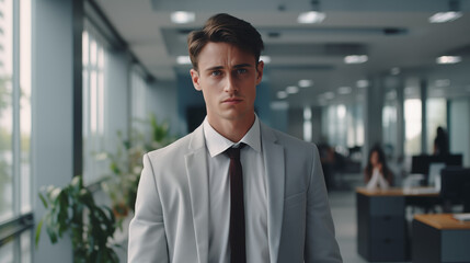 Fototapeta premium A businessman who looks dissatisfied or disliked