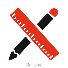 Designs and tools icon concept 