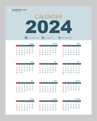 monthly calendar for 2024 template design