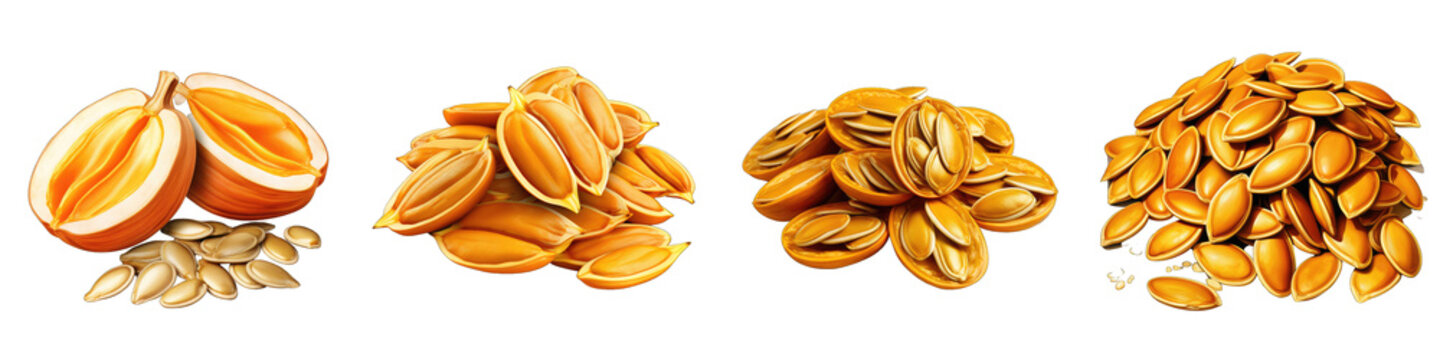 Pumpkin seeds  Hyperrealistic Highly Detailed Isolated On Transparent Background Png File