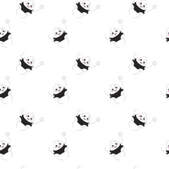 Seamless pattern of onigiri playing volleyball on a white background