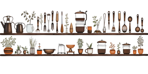 Collection Of Kitchen Set Tool Border On Transparent Background