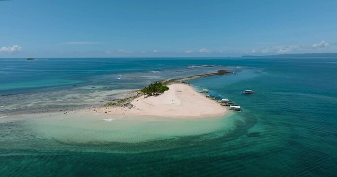 Aerial view of Hagonoy Island Beach. Britania Island. Surigao del Sur, Philippines.