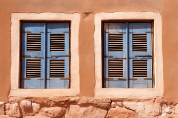 close-up of traditional wooden pueblo window shutters