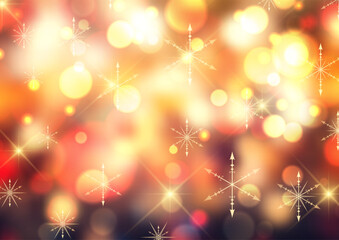 Christmas background with a bokeh lights and snowflakes design