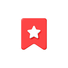 bookmark 3d icon with star red color
