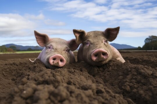 pigs lounging in the mud
