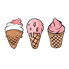 vector design set of pink ice cream for business logo
