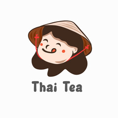 vector logo design of Thai woman wearing a hat