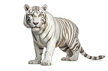White Tiger isolated on white background. Side view. 