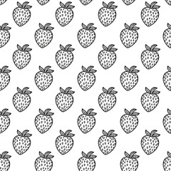 Seamless strawberry pattern. Summer background with pink berries