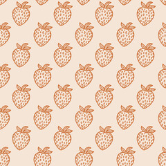 Seamless strawberry pattern. Summer background with pink berries
