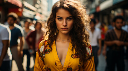 Fototapeta premium portrait of a young beautiful girl on the street