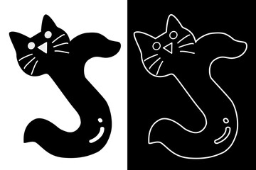letter S and cat alphabet vector design for icon, symbol or logo. S initial logo. suitable for pet shop logo
