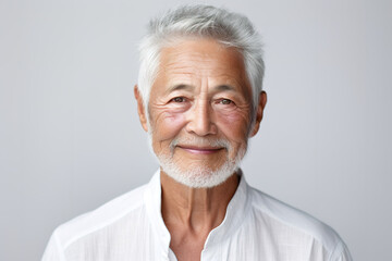 Herencia Cultural: Retrato de un Hombre Senior Asiático con Fondo Sencillo