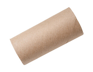 Top view of single lying tissue paper roll core isolated on white background with clipping path in png file format