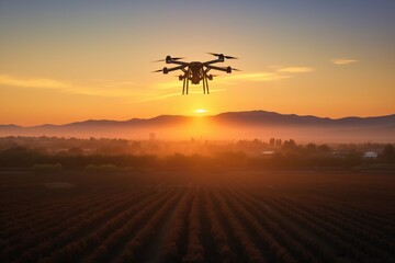 Fototapeta na wymiar drone lifting off at sunrise