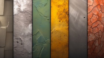 Set of Colorful Concrete Textured Samples. Textures collage with different surfaces.