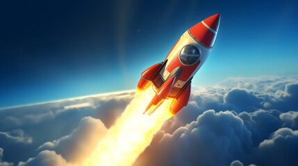 Naklejka na ściany i meble A picture of rocket flying in the sky