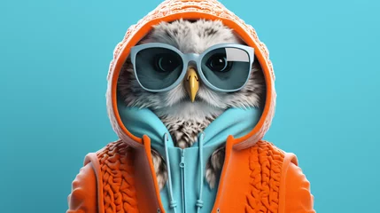 Wandcirkels aluminium Generative AI illustration of stylish cute owl © UsamaR
