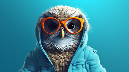 Generative AI illustration of stylish cute owl