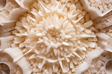 gypsum rosette crystal structure in white and sand color - obrazy, fototapety, plakaty