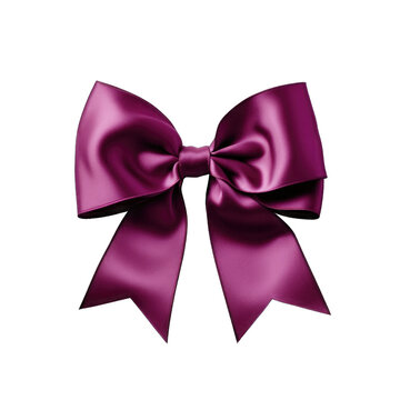 Plum Purple Velvet Ribbon And Bow Isolated On Transparent Background