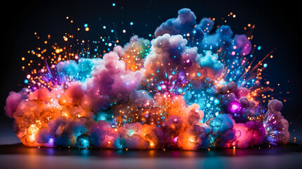 Colorful paint splash background with galaxy nebula