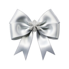 Elegant snowflake-patterned bow with ribbon isolated on transparent background