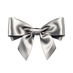 Shiny pewter metallic ribbon and bow isolated on transparent background