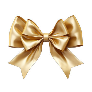 Golden angel-themed bow and ribbon isolated on transparent background