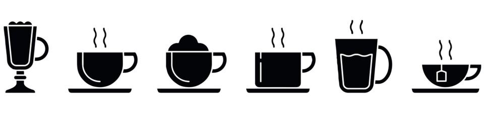 Cup cofee icon. Silhouette tea cup symbol, espresso sign in vector flat