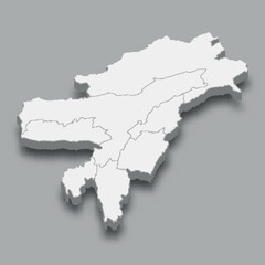Fototapeta premium 3d isometric map North Eastern Region of India