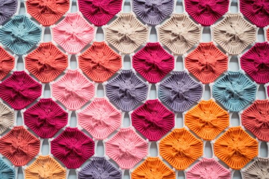 detail image of hexagonal knitting pattern