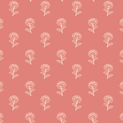 Floral botanical texture pattern with rose and leaves. Seamless pattern can be used for wallpaper, pattern fills, web page background, surface textures.
