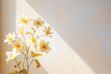 White and yellow daisy on a cracked wall. Generative Ai