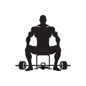Muscular Gym Enthusiast in Silhouette - A Dynamic Image Showcasing the Strength and Determination of a Bodybuilder in a Fitness Center.
