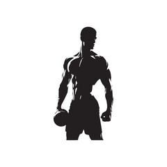 Silhouette of a Fitness Gladiator - An Inspiring Image Depicting the Warrior-Like Presence and Determination of a Gym Goer.
 - obrazy, fototapety, plakaty