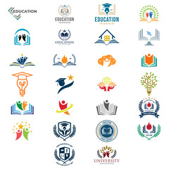 Fototapeta premium Set of university and college school and logo emblems