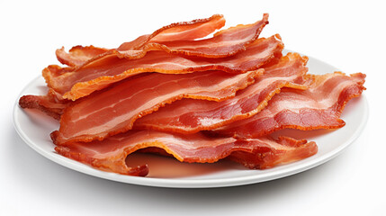 Bacon slices on white background