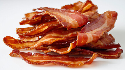 Bacon slices on white background