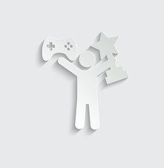 video game winner icon vector with trophy Cybersport icon 