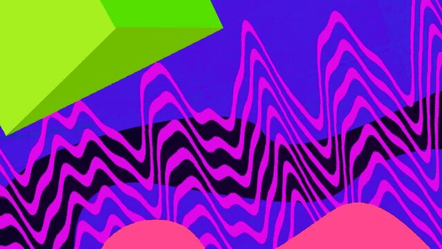 contemporary abstract art graphic urban geometric waves modern pop art style 3d video loop background