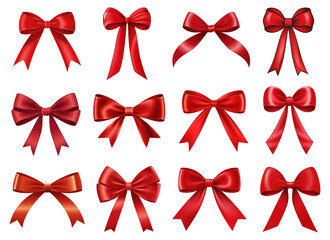 Vector Red Ribbons Set. Set of Red Ribbons Clipart. Red Ribbon Elements. Ribbon Illustrations.