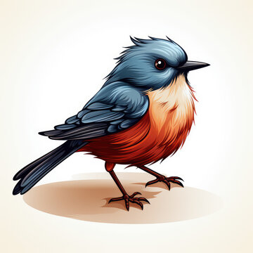 recommend clip art: cute bird, simple line art with color, on white background