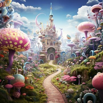 Step into Boa Boa's Dreamland, where whimsical colors dance on serene landscapes. A surreal escape blending fantasy and reality, capturing the essence of wonder.