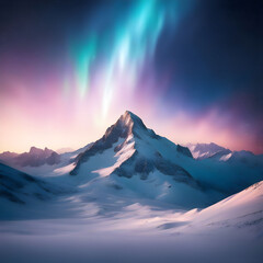 Captivating snow mount with enchanting aurora lights