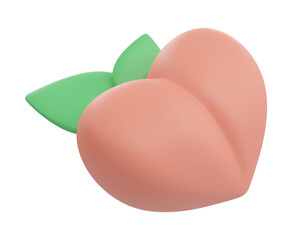 3d rendering The pink peach and green leaves are both cute and soft in color transparent